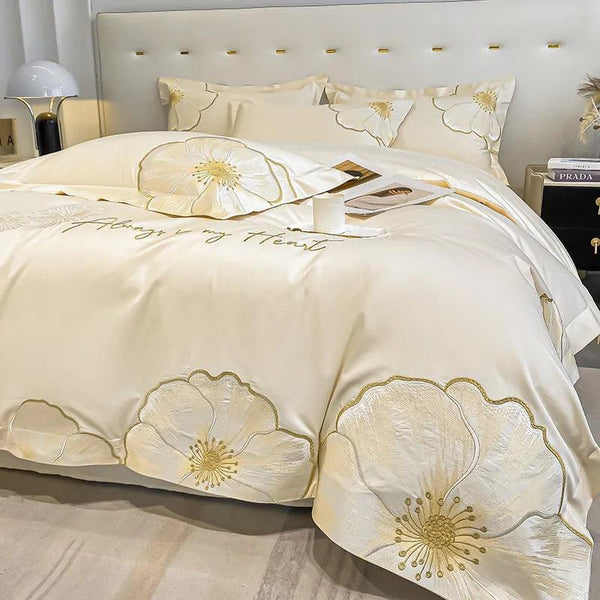 Jogo de Cama 4pcs SedaFloratta™ -  100% Algodão Egípcio, Maciez que Floresce! 600 Fios.