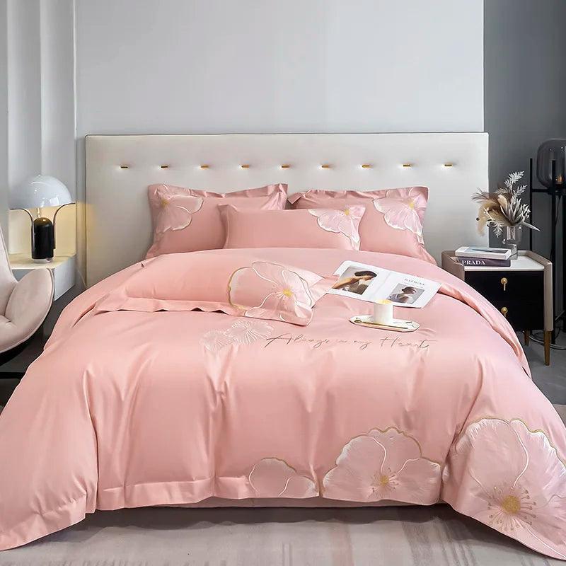 Jogo de Cama 4pcs SedaFloratta™ -  100% Algodão Egípcio, Maciez que Floresce! 600 Fios.